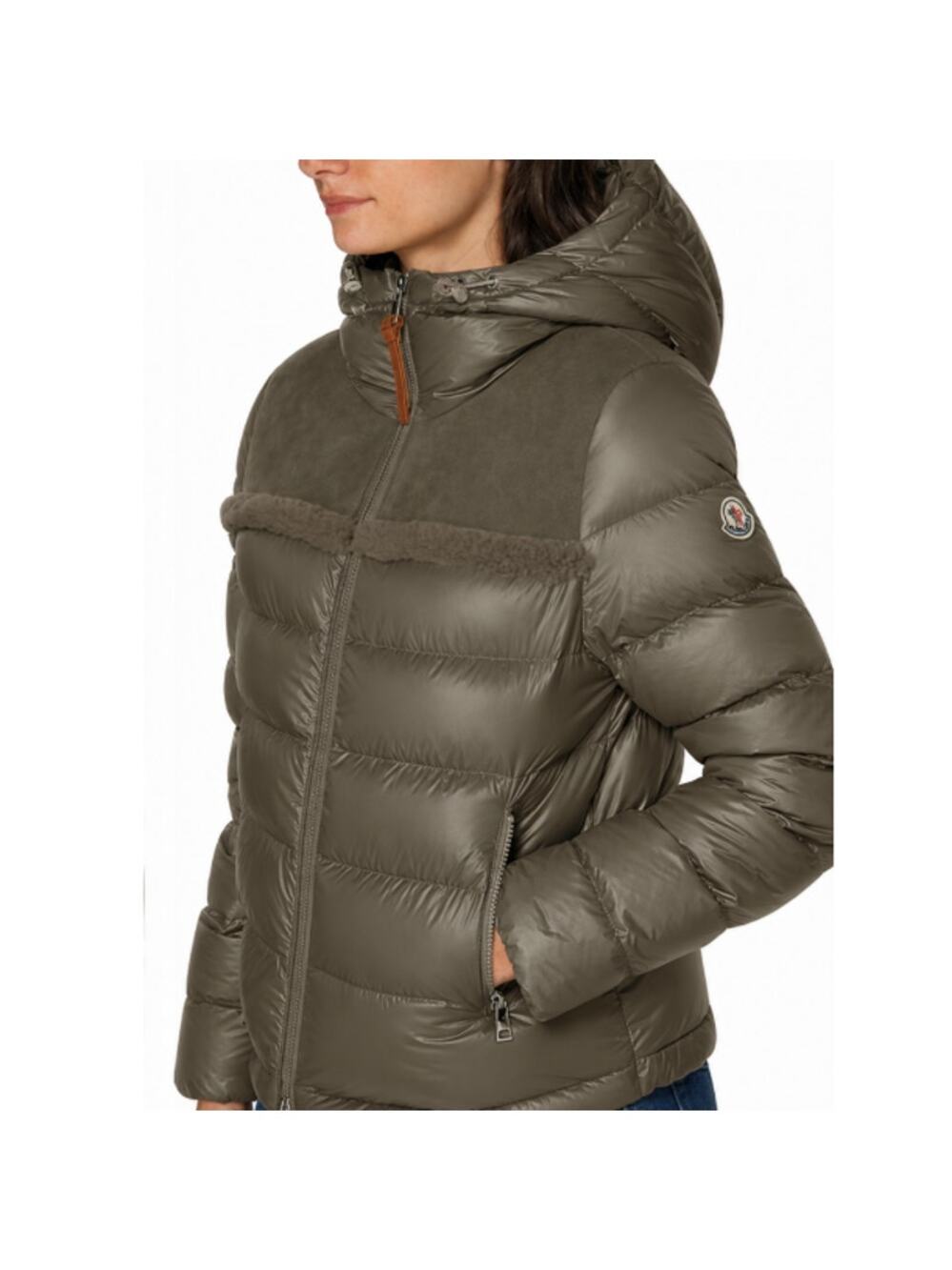 MONCLER Beauvais Shearling-Paneled Quilted Shell Hooded Jacket Size 1